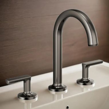 Click here to see Brizo 65306LF-BNXLHP Brizo Kintsu Two-Handle Widespread Lavatory Faucet with Arc Spout, Less Handles, Deck Mount, 1.5 GPM, Brilliance Black Onyx - 65306LF-BNXLHP