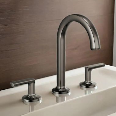 Click here to see Brizo 65306LF-BNXLHP-ECO Brizo Kintsu Two-Handle Widespread Lavatory Faucet with Arc Spout, Less Handles, Deck Mount, 1.2 GPM, Brilliance Black Onyx - 65306LF-BNXLHP-ECO