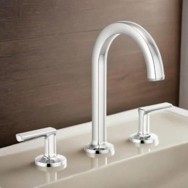 Click here to see Brizo 65306LF-PCLHP-ECO Brizo Kintsu Two-Handle Widespread Lavatory Faucet with Arc Spout, Less Handles, Deck Mount, 1.2 GPM, Polished Chrome - 65306LF-PCLHP-ECO