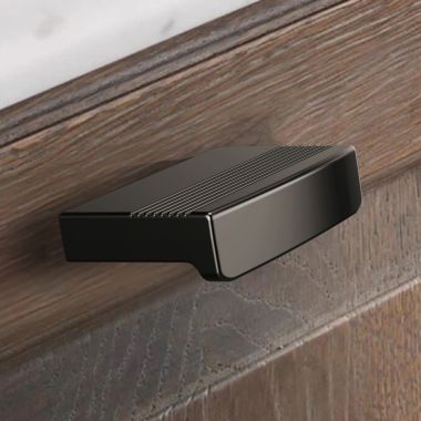 Click here to see Brizo 699207-BNX Brizo Kintsu Rectangular Metal Bin Knob, Brilliance Black Onyx - 699207-BNX