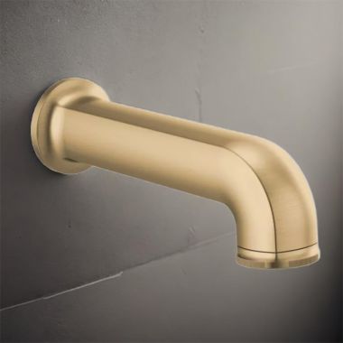 Click here to see Brizo 73506-GL Brizo Kintsu Wall Mounted Pull-Down Diverter Tub Spout, Solid Brass, 1/2-inch Connection Size, Brilliance Luxe Gold - 73506-GL