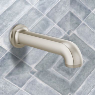 Click here to see Brizo 73606-NK Brizo Kintsu Wall-Mount Non-Diverter Tub Spout with Universal Adapter, Solid Brass, 1/2-inch Connection Size, Brilliance Luxe Nickel - 73606-NK