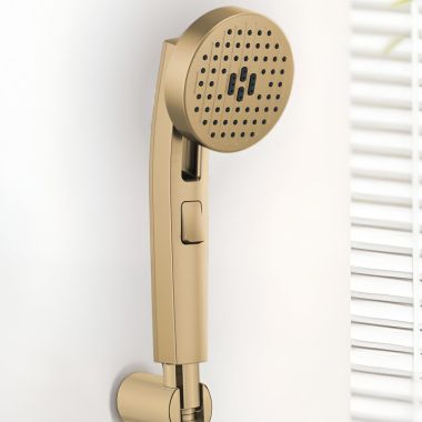 Click here to see Brizo 88006-GL Brizo Kintsu Multi-Function Handshower with Push-Button, Dual Check Valve, WaterSense, 1.75 GPM, Brilliance Luxe Gold - 88006-GL