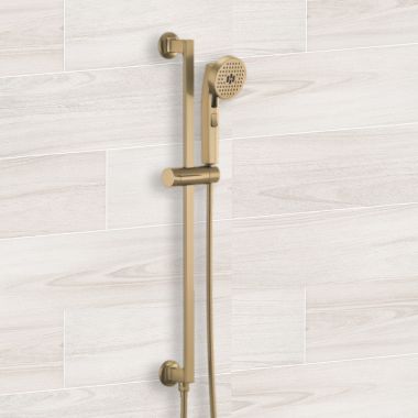 Click here to see Brizo 88706-GL Brizo Kintsu Multi-Function Handshower with Slide Bar, Push-Button, Stretchable Hose, WaterSense, 1.75 GPM, Brilliance Luxe Gold - 88706-GL