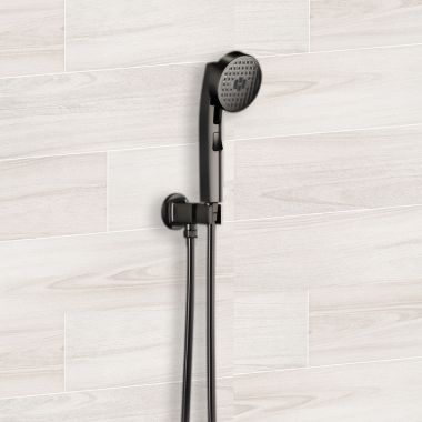 Click here to see Brizo 88806-BNX Brizo Kintsu Multi-Function Wall-Mount Handshower with Push-Button, Stretchable Hose, WaterSense, 1.75 GPM, Brilliance Black Onyx - 88806-BNX