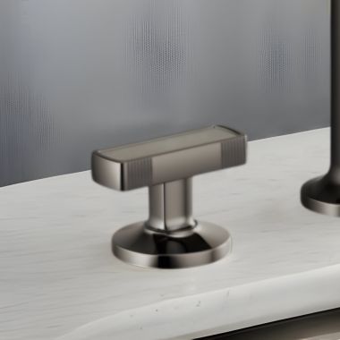 Click here to see Brizo HI5306-BNXCT Brizo Kintsu Widespread Lavatory Knob with Concrete Inlay Handle Kit, Brilliance Black Onyx - HI5306-BNXCT