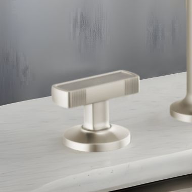 Click here to see Brizo HI5306-NKCT Brizo Kintsu Widespread Lavatory Knob with Concrete Inlay Handle Kit, Brilliance Luxe Nickel - HI5306-NKCT