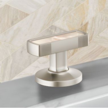 Click here to see Brizo HI5306-NKPL Brizo Kintsu Widespread Lavatory Knob with Mother of Pearl Inlay Handle Kit, Brilliance Luxe Nickel - HI5306-NKPL