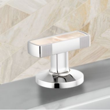 Click here to see Brizo HI5306-PCPL Brizo Kintsu Widespread Lavatory Knob with Mother of Pearl Inlay Handle Kit, Polished Chrome - HI5306-PCPL
