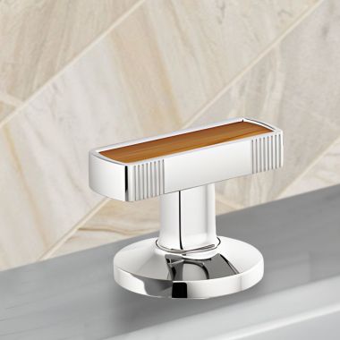 Click here to see Brizo HI5306-PCWD Brizo Kintsu Widespread Lavatory Knob with Wood Inlay Handle Kit, Polished Chrome - HI5306-PCWD