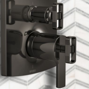 Click here to see Brizo HL7506-BNX Brizo Kintsu TempAssure Thermostatic Integrated Diverter Trim Lever Handles, ADA, Brilliance Black Onyx - HL7506-BNX