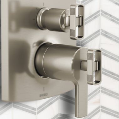 Click here to see Brizo HL7506-NK Brizo Kintsu TempAssure Thermostatic Integrated Diverter Trim Lever Handles, ADA, Brilliance Luxe Nickel - HL7506-NK