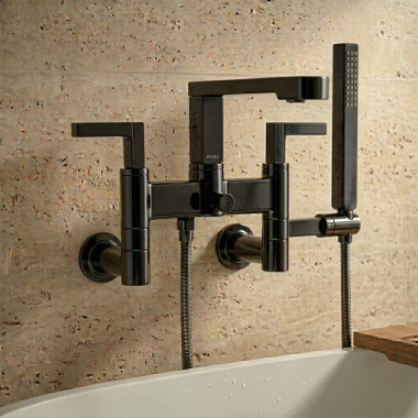Click here to see Brizo T71764-BNX Brizo Wall Mount Tub Filler Unions with Dual Column Design, Brilliance Black Onyx - T71764-BNX
