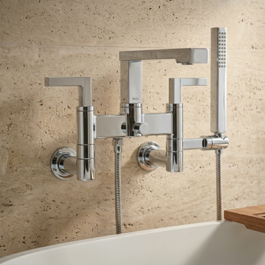 Click here to see  T71764-PC Brizo Wall Mount Tub Filler Unions with Dual Column Design, Solid Brass Construction, Polished Chrome - T71764-PC