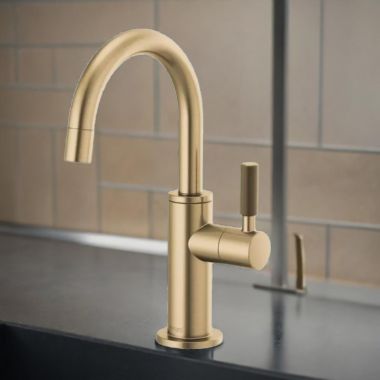 Click here to see Brizo 61343LF-C-GL Brizo Litze Single-Handle Beverage Faucet with Arc Spout and Knurled Handle, Diamond Seal Technology, 1.5 GPM, Brilliance Luxe Gold - 61343LF-C-GL
