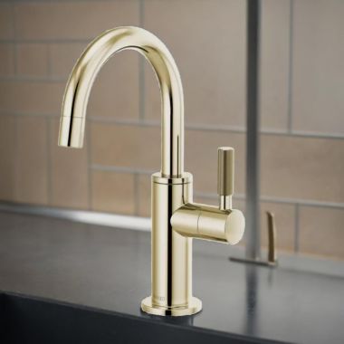 Click here to see Brizo 61343LF-C-PN Brizo Litze Single-Handle Beverage Faucet with Arc Spout and Knurled Handle, Diamond Seal Technology, 1.5 GPM, Brilliance Polished Nickel - 61343LF-C-PN