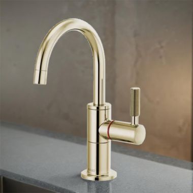 Click here to see Brizo 61343LF-H-PN Brizo Litze Instant Hot Water Faucet with Arc Spout and Knurled Handle, 1.0 GPM, Brilliance Polished Nickel - 61343LF-H-PN