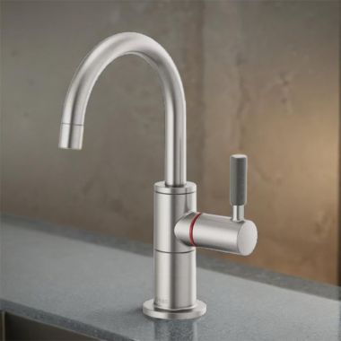 Click here to see Brizo 61343LF-H-SS Brizo Litze Instant Hot Water Faucet with Arc Spout and Knurled Handle, 1.0 GPM, Brilliance Stainless - 61343LF-H-SS