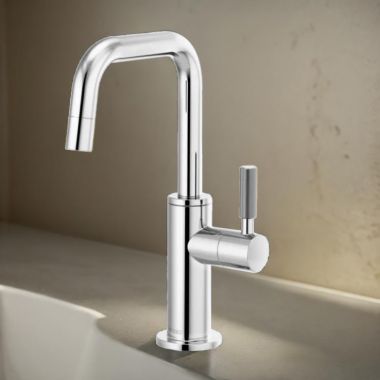 Click here to see Brizo 61353LF-C-PC Brizo Litze Polished Chrome Single-Handle Beverage Faucet with Square Spout and Knurled Handle, Diamond Seal Technology, 1.5 GPM, Polished Chrome - 61353LF-C-PC