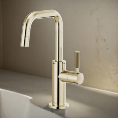 Click here to see Brizo 61353LF-C-PN Brizo Litze Single-Handle Beverage Faucet with Square Spout and Knurled Handle, Diamond Seal Technology, 1.5 GPM, Brilliance Polished Nickel - 61353LF-C-PN