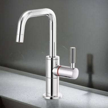 Click here to see Brizo 61353LF-H-PC Brizo Litze Instant Hot Water Faucet with Square Spout and Knurled Handle, 1.0 GPM, Polished Chrome - 61353LF-H-PC
