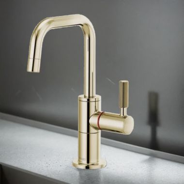 Click here to see Brizo 61353LF-H-PN Brizo Litze Instant Hot Water Faucet with Square Spout and Knurled Handle, 1.0 GPM, Brilliance Polished Nickel - 61353LF-H-PN