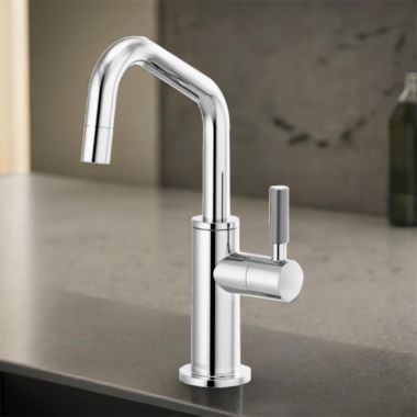 Click here to see Brizo 61363LF-C-PC Brizo Litze Single-Handle Beverage Faucet with Angled Spout, Diamond Seal, ADA, Knurled Handle, 1.5 GPM, Polished Chrome  - 61363LF-C-PC