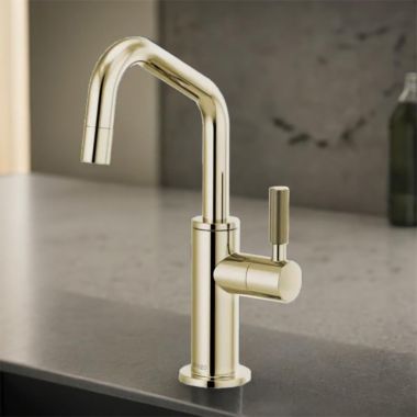 Click here to see Brizo 61363LF-C-PN Brizo Litze Single-Handle Beverage Faucet with Angled Spout, Diamond Seal, ADA, Knurled Handle, 1.5 GPM,Brilliance Polished Nickel  - 61363LF-C-PN