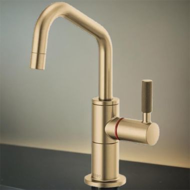 Click here to see Brizo 61363LF-H-GL Brizo Litze Brilliance Luxe Gold Instant Hot Water Faucet with Angled Spout and Knurled Handle, 1.0 GPM, Brilliance Luxe Gold - 61363LF-H-GL