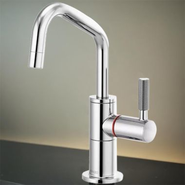 Click here to see Brizo 61363LF-H-PC Brizo Litze Instant Hot Water Faucet with Angled Spout and Knurled Handle, 1.0 GPM, Polished Chrome - 61363LF-H-PC