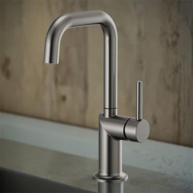 Click here to see Brizo 61065LF-SLLHP Brizo Odin Single-Handle Bar Faucet with Square Spout, Solid Brass Construction, 1.8 GPM, Brilliance Luxe Steel - 61065LF-SLLHP