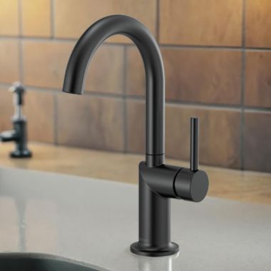 Click here to see Brizo 61075LF-BLLHP Brizo Odin Single Handle Bar Faucet with 360 Rotating Spout, ADA-Compliant, 1.8 GPM, Matte Black - 61075LF-BLLHP