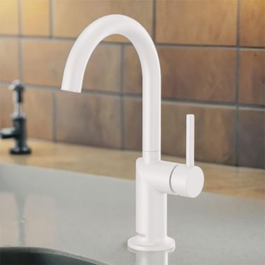 Click here to see Brizo 61075LF-MWLHP Brizo Jason Wu Single Handle Bar Faucet with 360 Rotating Spout, ADA-Compliant, 1.8 GPM, Matte White - 61075LF-MWLHP