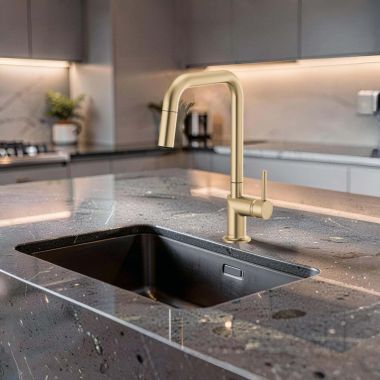 Click here to see  63065LF-GLLHP Brizo Odin Pull-Down Kitchen Faucet with Swivel Spout, MagneDock, DIAMOND Seal, Two Function, 1.8 GPM, Brilliance Luxe Gold - 63065LF-GLLHP