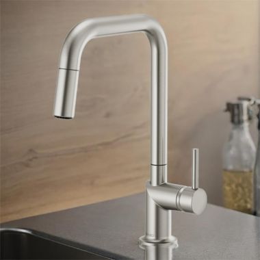 Click here to see Brizo 63065LF-SSLHP Brizo Odin Single Handle Pull-Down Kitchen Faucet with Square Swivel Spout, MagneDock, DIAMOND Seal, Two Function, 1.8 GPM, Brilliance Stainless - 63065LF-SSLHP
