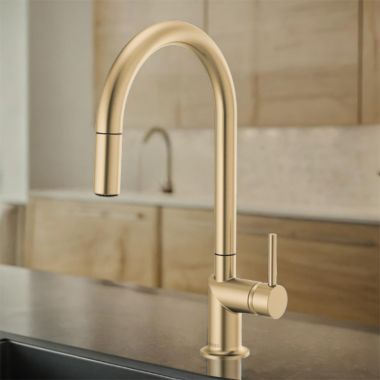 Click here to see Brizo 63075LF-PGLHP Brizo Odin Single Handle Pull-Down Kitchen Faucet w/ Swivel Spout, 2-Function, 1.8 GPM, Brilliance Polished Gold - 63075LF-PGLHP