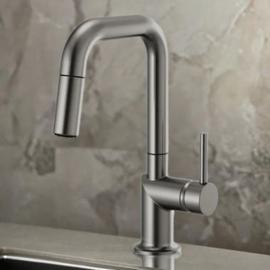 Click here to see Brizo 63965LF-SLLHP Brizo Odin Single Handle Pull-Down Bar Faucet with Swivel Spout, MagneDock, Two Function, 1.8 GPM, Brilliance Luxe Steel - 63965LF-SLLHP