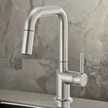 Click here to see Brizo 63965LF-SSLHP Brizo Odin Single Handle Pull-Down Bar Faucet with Swivel Spout, MagneDock, Two Function, 1.8 GPM, Brilliance Stainless - 63965LF-SSLHP