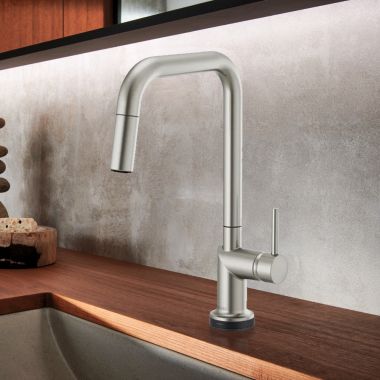 Click here to see Brizo 64065LF-SSLHP Brizo Odin SmartTouch Pull-Down Kitchen Faucet with Square Swivel Spout, MagneDock, Two Function, 1.8 GPM, Brilliance Stainless - 64065LF-SSLHP