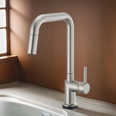 Click here to see Brizo 64065LF-SSLHP Brizo Odin SmartTouch Pull-Down Kitchen Faucet with Square Swivel Spout, MagneDock, Two Function, 1.8 GPM, Brilliance Stainless - 64065LF-SSLHP