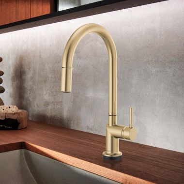 Click here to see Brizo 64075LF-GLLHP Brizo Odin Pull-Down Kitchen Faucet with SmartTouch, Swivel Spout, MagneDock, Two Function, 1.8 GPM, Brilliance Luxe Gold - 64075LF-GLLHP