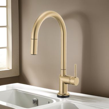 Click here to see Brizo 64075LF-GLLHP Brizo Odin Pull-Down Kitchen Faucet with SmartTouch, Swivel Spout, MagneDock, Two Function, 1.8 GPM, Brilliance Luxe Gold - 64075LF-GLLHP