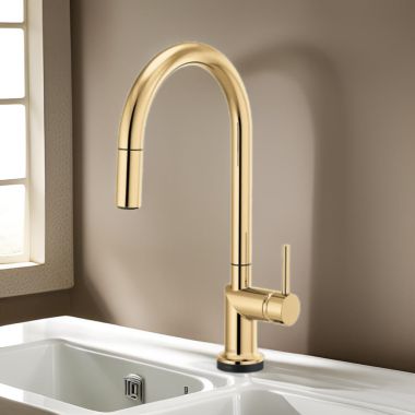 Click here to see Brizo 64075LF-PGLHP Brizo Odin Pull-Down Kitchen Faucet with SmartTouch, Swivel Spout, MagneDock, Two Function, 1.8 GPM, Brilliance Polished Gold - 64075LF-PGLHP
