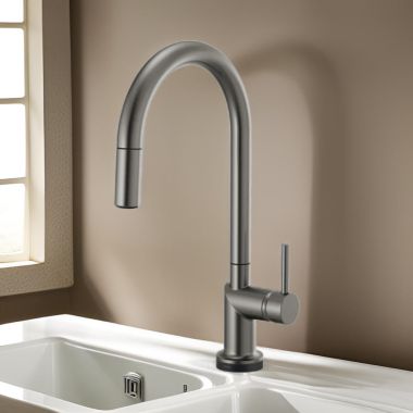 Click here to see Brizo 64075LF-SLLHP Brizo Odin Pull-Down Kitchen Faucet with SmartTouch, Swivel Spout, MagneDock, Two Function, 1.8 GPM, Brilliance Luxe Steel - 64075LF-SLLHP