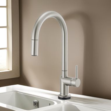Click here to see Brizo 64075LF-SSLHP Brizo Odin Pull-Down Kitchen Faucet with SmartTouch, Swivel Spout, MagneDock, Two Function, 1.8 GPM, Brilliance Stainless - 64075LF-SSLHP