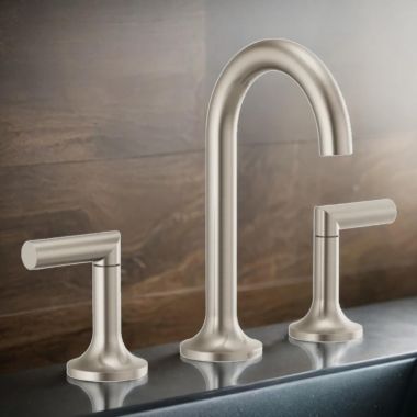 Click here to see Brizo 65375LF-BNLHP Brizo Odin Two-Handle Widespread Bathroom Faucet, 1.5 GPM, Three-Hole, Brilliance Brushed Nickel - 65375LF-BNLHP