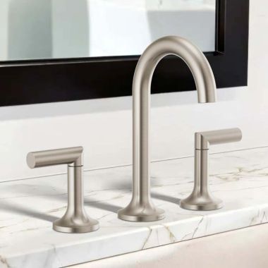 Click here to see  65375LF-BNLHP Brizo Odin Two-Handle Widespread Bathroom Faucet, 1.5 GPM, Three-Hole, Brilliance Brushed Nickel - 65375LF-BNLHP