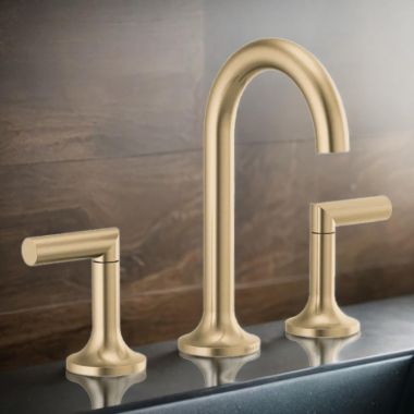 Click here to see Brizo 65375LF-GLLHP Brizo Odin Two-Handle Widespread Bathroom Faucet, 1.5 GPM, Three-Hole, Brilliance Luxe Gold - 65375LF-GLLHP