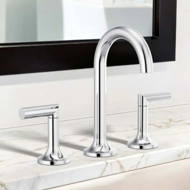 Click here to see  65375LF-PCLHP Brizo Odin Two-Handle Widespread Deck-Mount Bathroom Faucet, 1.5 GPM, Three-Hole, Polished Chrome - 65375LF-PCLHP