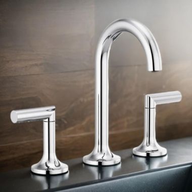 Click here to see Brizo 65375LF-PCLHP-ECO Brizo Odin Two-Handle Widespread Bathroom Faucet, 1.2 GPM, Three-Hole, Polished Chrome - 65375LF-PCLHP-ECO